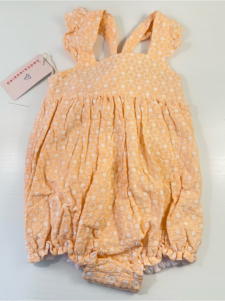 Nwt Smockingbird Peach Eyelet Bubble 24m